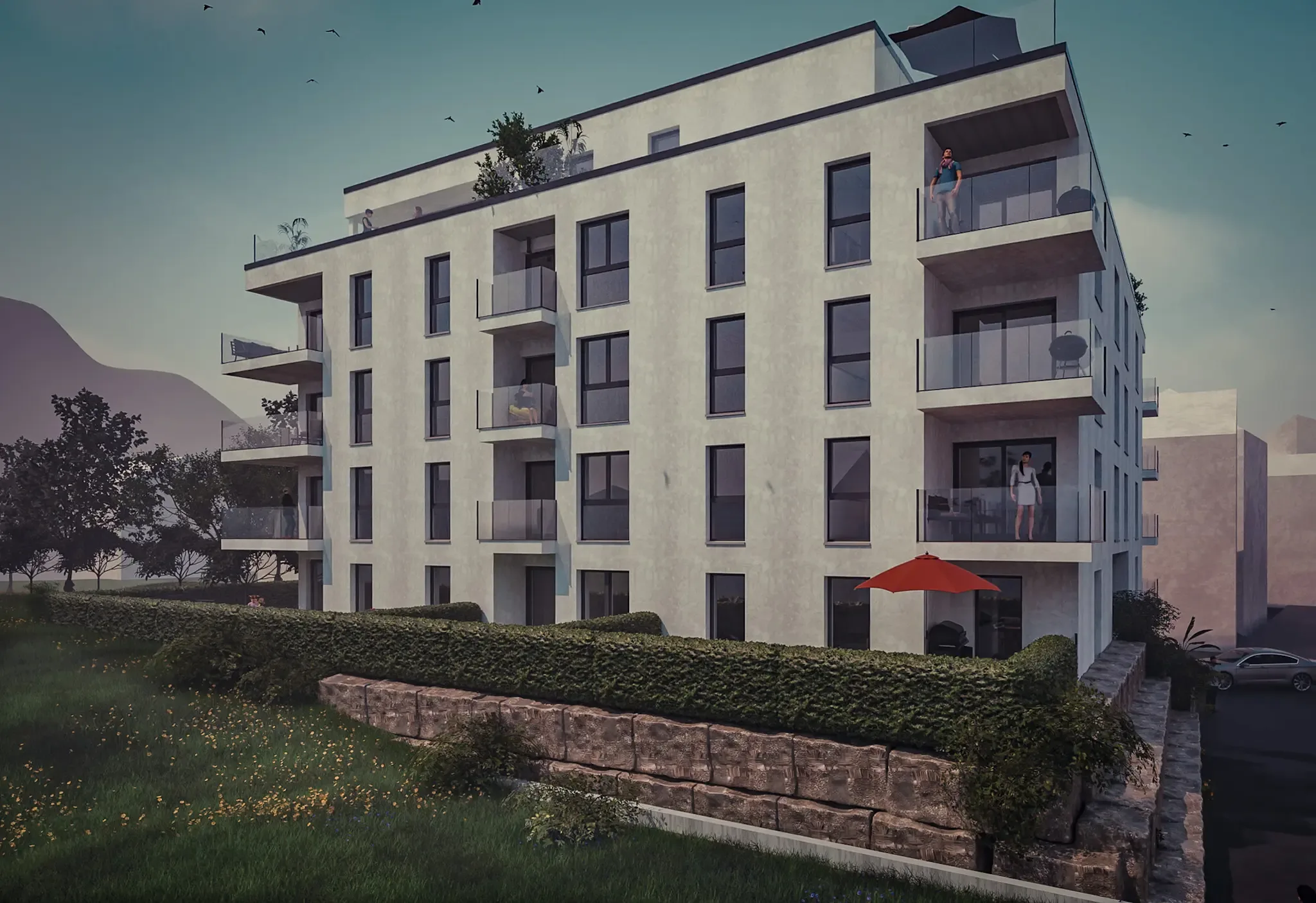 Rendering della casa plurifamiliare Elite a Susten